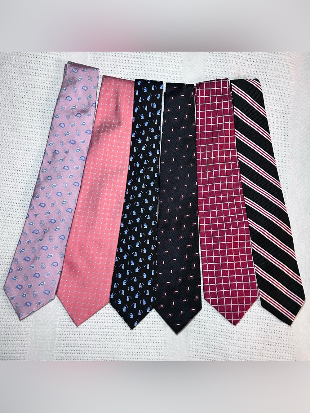 Lot of 6 346 Brooks Brothers Silk Ties Pink Paisley Striped Bear Fishing Red